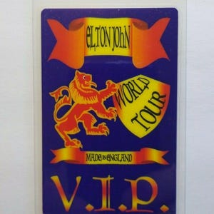 Elton John Backstage Pass Made In England VIP Concert World Tour Pop Rock 1995 Vintage Collectible Music Gift Unique Gift