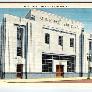 Édifice municipal Wilson North Carolina Carte postale en lin Inutilisé NC Inutilisé Cadeau unique