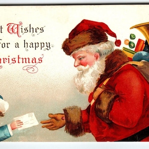 Carte postale de Noël Père Noël Ellen Clapsaddle Saint Nick Boy Lettre inutilisé