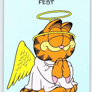 Carte postale allemande Garfield Noël Jim Davis Orange Angel Cat 1978 Cordialement