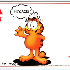 Garfield Postkarte Hey Ace Spielkarte Jim David Comic Orange Tabby Katze 1978 Einzigartiges Geschenk