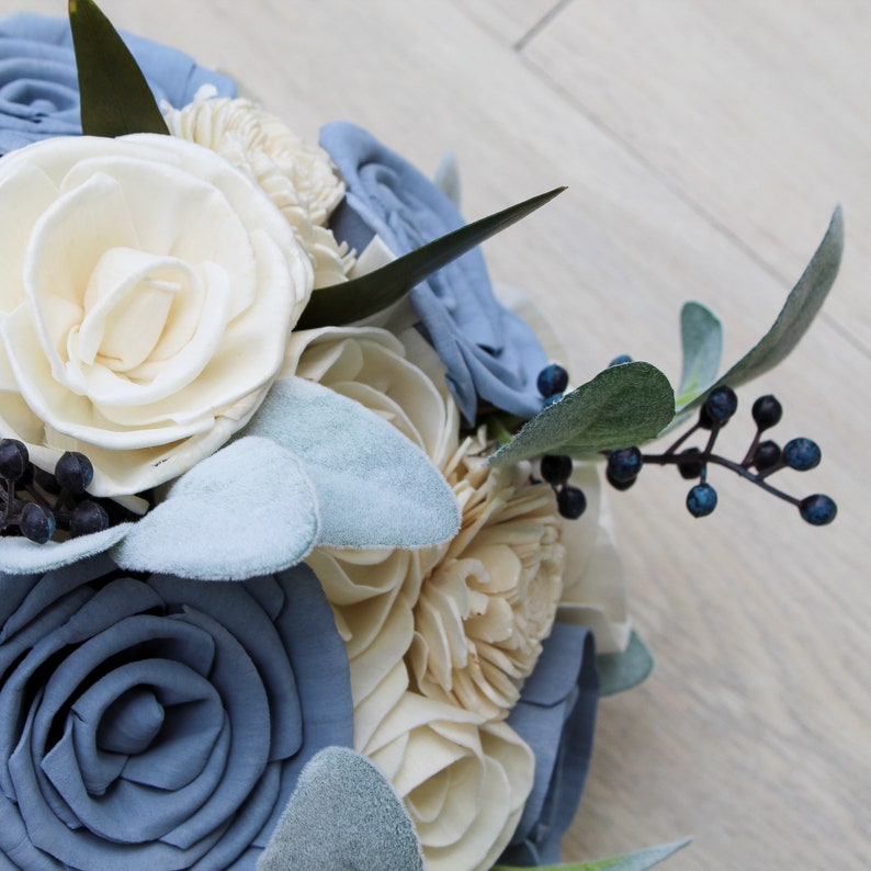 Dusty Blue Sola Wood Flower Bouquet Etsy
