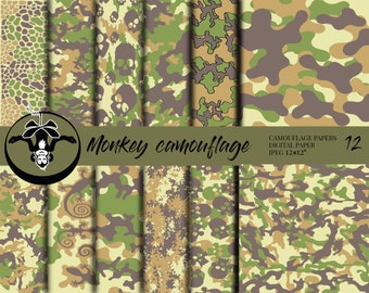 Set of 12 seamless camo patterns.Collection of 12 camouflage digital papers.High quality JPEG.Instant download.