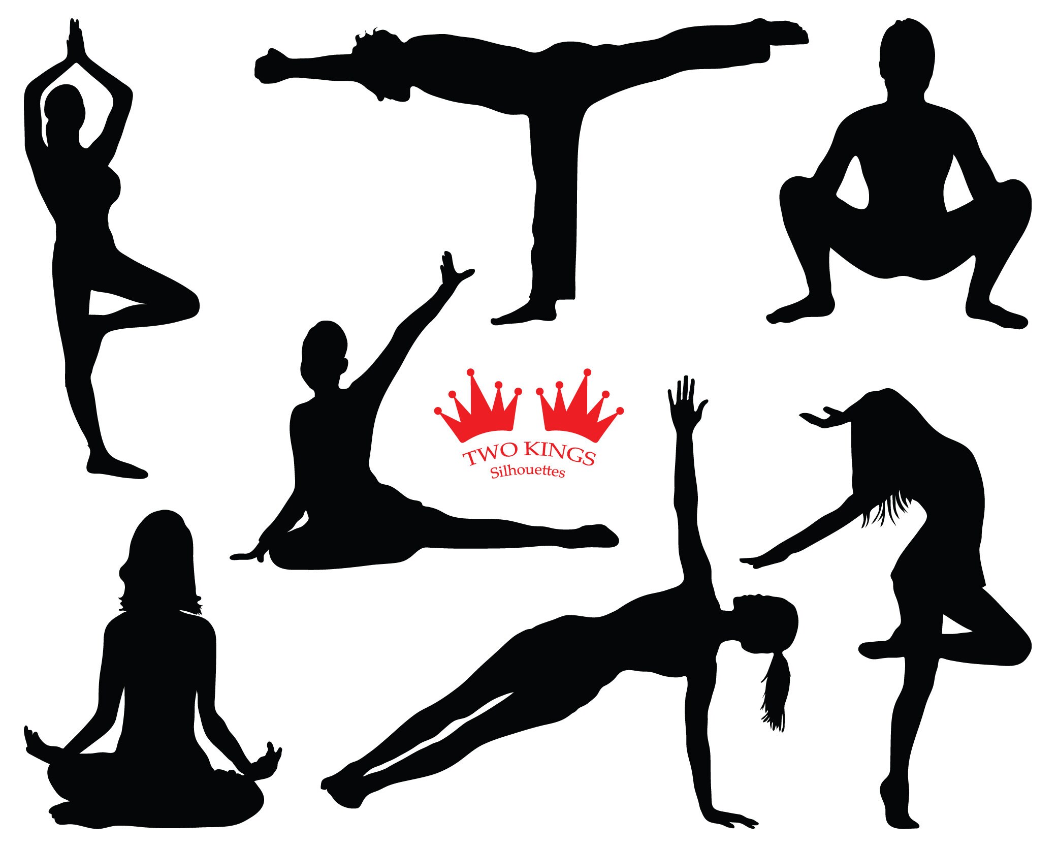 Download Yoga Silhouette On White Background Svg File Included High Etsy