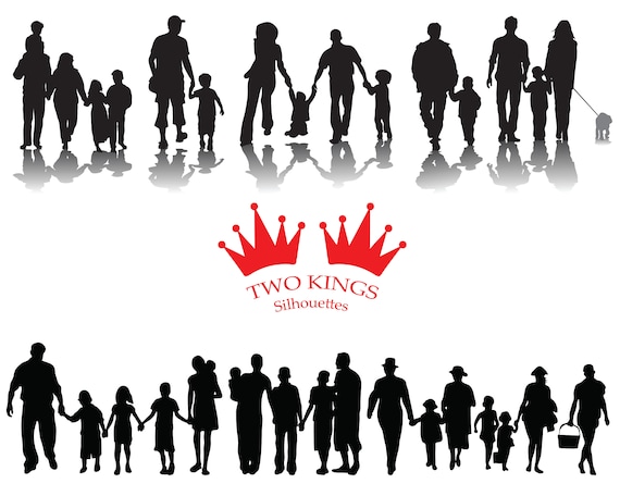 Download Family Svg Black Silhouette Digital Clipart Family Silhouette Isolated Over White Background Collection Digital Download Circuit