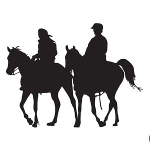 Couple with horses SVG cut file, Cricut file, Instant download, Black silhouette, Svg, Png, Dxf, Eps and Jpg file, Printable