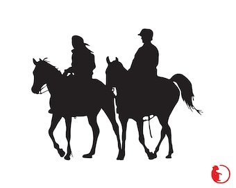 Couple with horses SVG cut file, Cricut file, Instant download, Black silhouette, Svg, Png, Dxf, Eps and Jpg file, Printable
