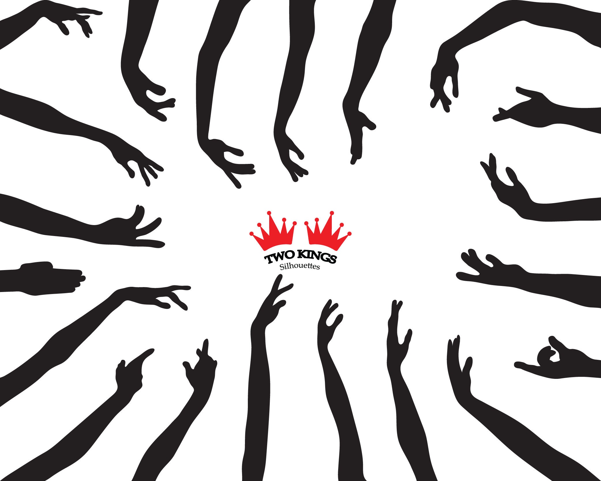 Download Svg File Different Hand Silhouettes On White Background Design Etsy