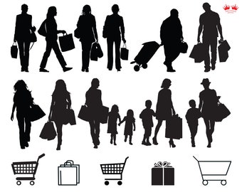 Shopping Silhouette SVG, Sofort Download, Mädchen Silhouette SVG, Cricut Datei, Digitale Datei, Girl Shopping Svg, Eps, Dxf, Png und Jpg Datei.