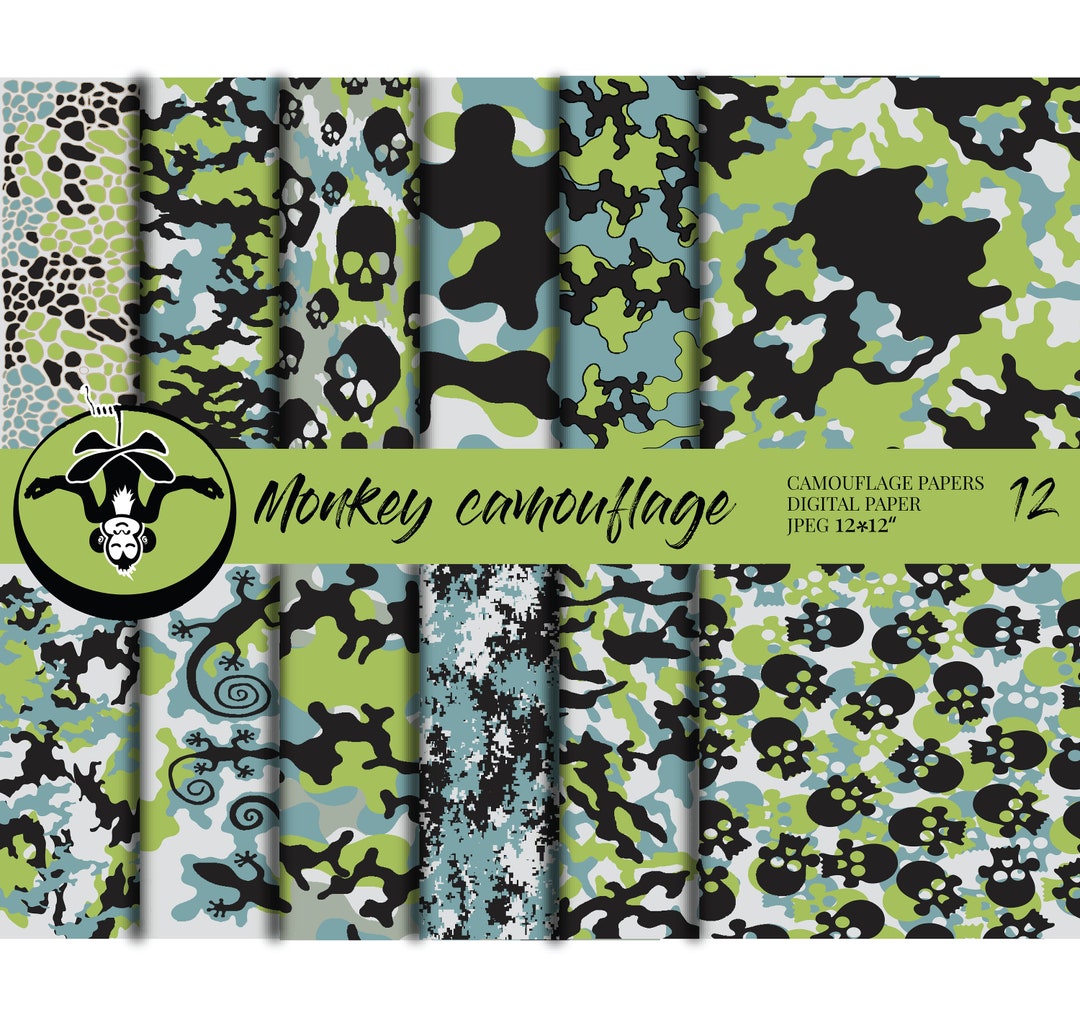 Trendy Camo Texture, 12 Abstract Army Digital Papers, Scrapbook Papers ...