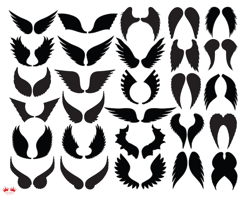 Download Angel wings black silhouettes Svg cut file Instant ...