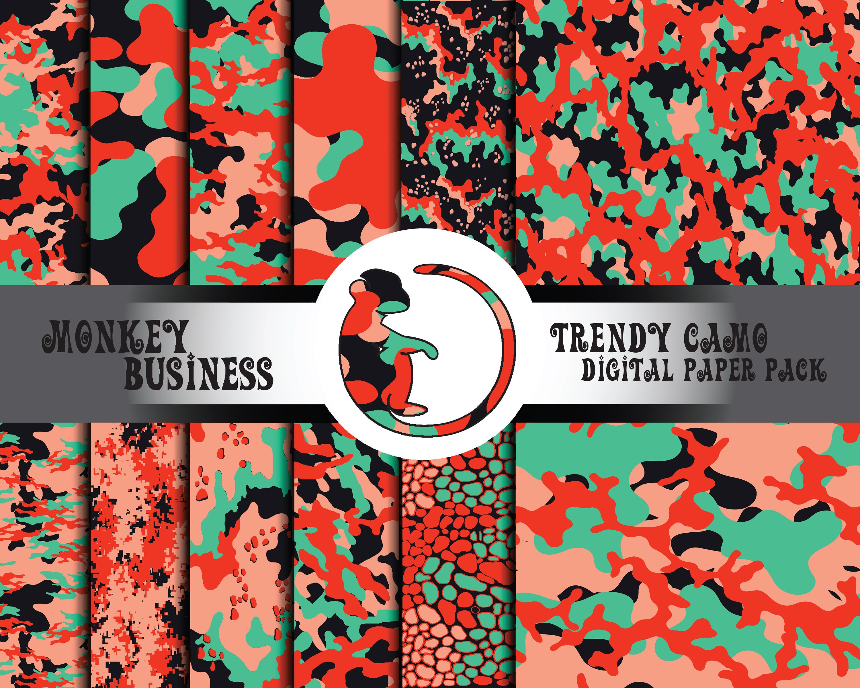 Camo Textures, Scrapbook Papers, Instant Download JPG Files, Digital