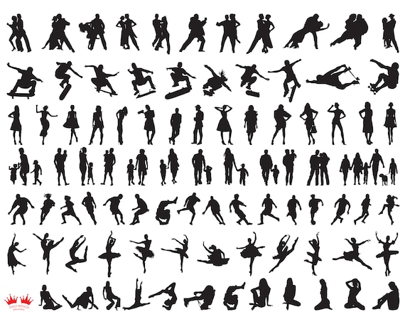 Download People Svg Human Silhouette On White Background Instant Etsy