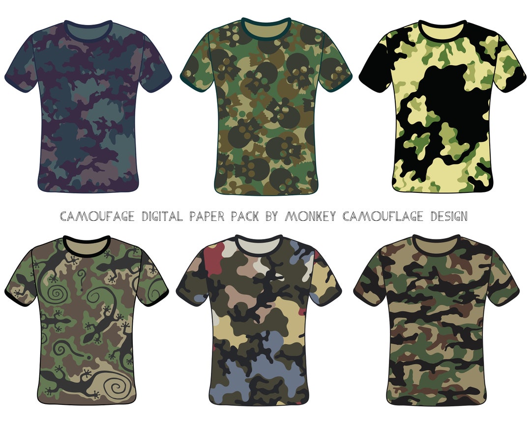 Camouflage Digital Paper Pack.6 Seamless Army T-shirt - Etsy