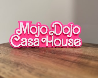 Personalized Mojo Dojo Dollhouse Name Magnet, Girls Birthday, Kids room, Nursery name, Birthday Party, Cake Topper, Pink & White.