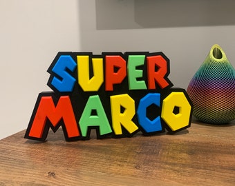 Custom Super Mario Bros inspired Name Plate, Kids desk, Kids room, Teacher desk, Nursery name, Mario Party, Playroom name