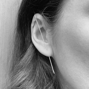 Sterling silver ear pin, ear cuff, threader earring, ear climber, thread through earring, full ear earring,
