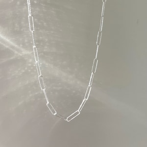 Paperclip chain necklace, sterling silver paperclip chain necklace, paper clip chain necklace, adjustable chain necklace