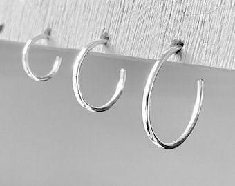 Small silver hoops PAIR, hoop earrings sterling silver, silver huggie hoops, push back hoops, hammered silver hoops