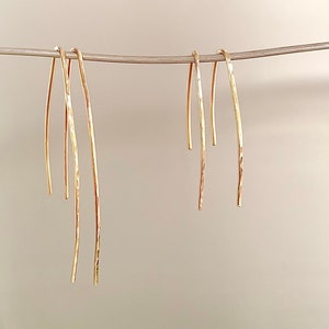 Gold threader earrings, gold pull through earrings, gold hook earrings, fish hook earrings