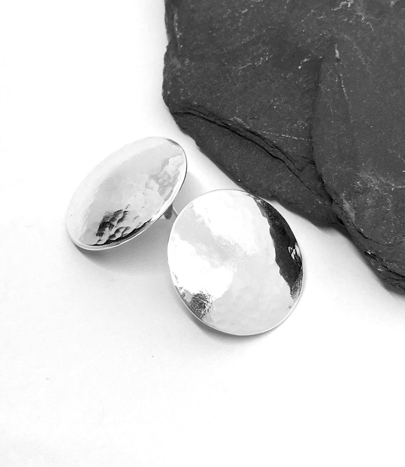 Silver Disc Studs Large Stud Earrings Large Silver Earrings Etsy UK