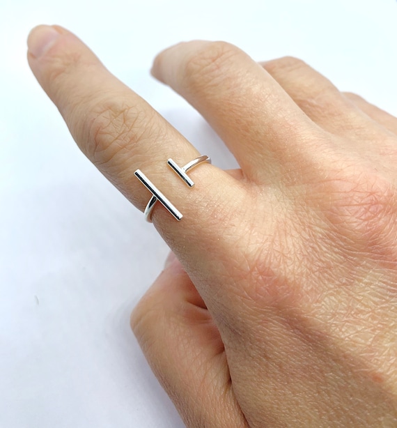Adjustable Silver Ring Adjustable Bar Ring Sterling Silver