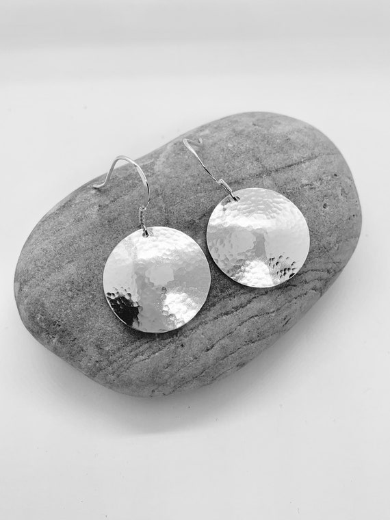 Sterling Silver Hammered Concave Round Double Drop Earrings | STERLING  SILVER DESIGNS