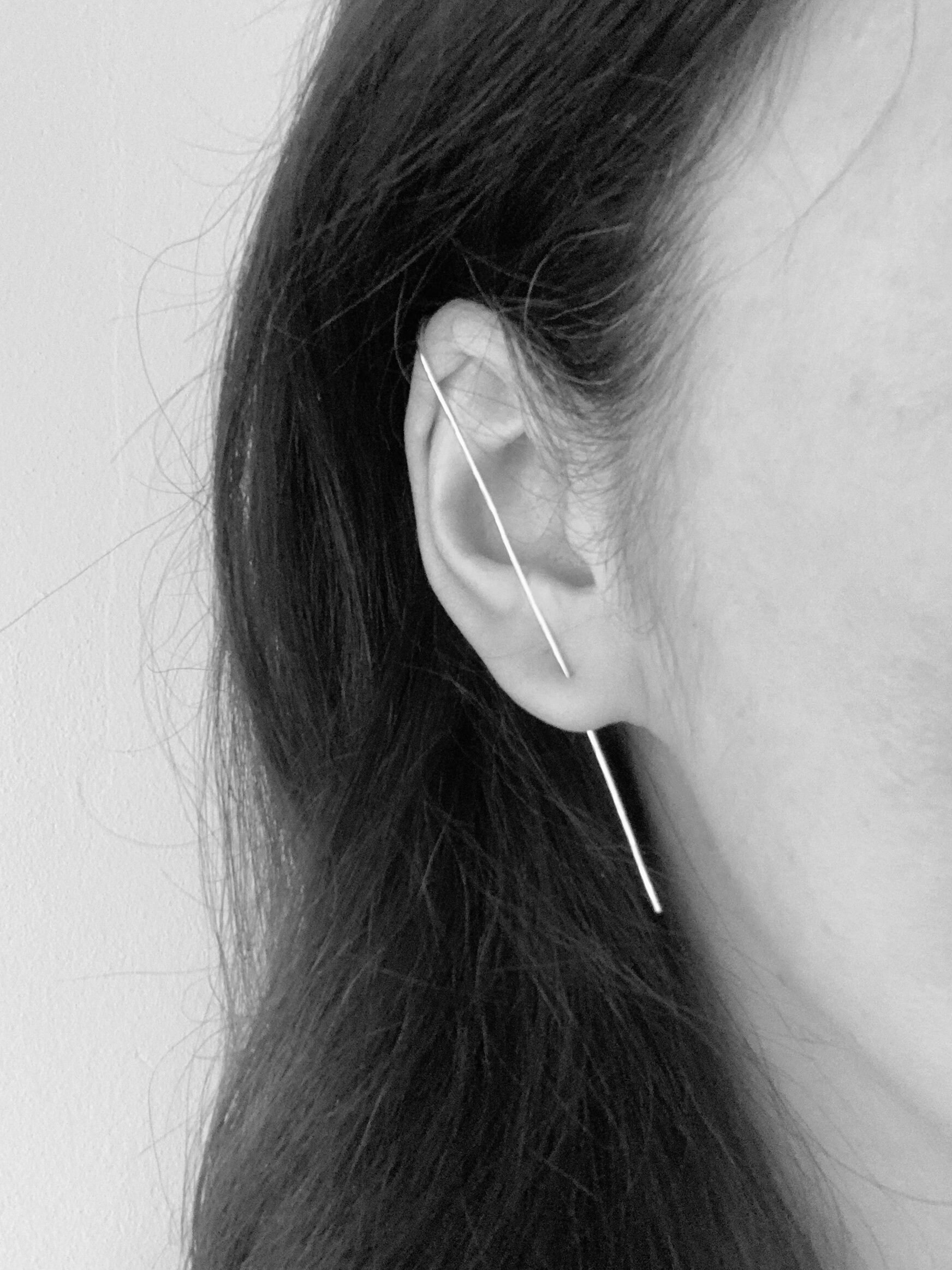 Sterling Silver Ear Pin Ear Cuff Threader Earring Ear Etsy
