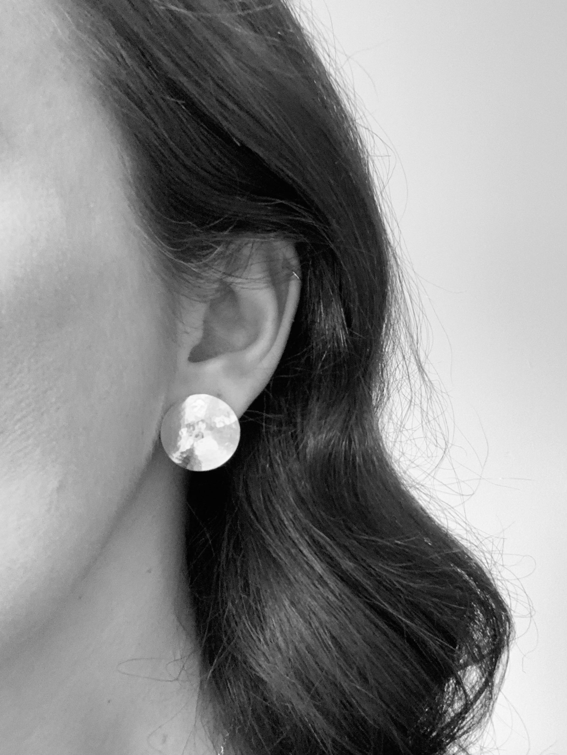 Silver Disc Studs Large Stud Earrings Large Silver Earrings Etsy UK