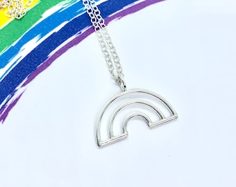 Sterling silver rainbow necklace, rainbow gift, LGBT necklace, LGBT gift, rainbow jewellery, hope pendant, hope necklace, hope gift