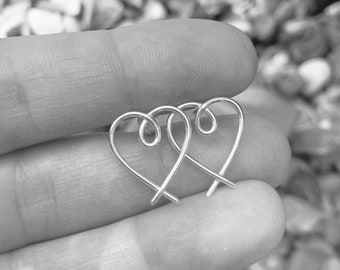 Silver heart earrings, silver heart studs, Bridemaid gift, gift for her, small silver studs, gift for her, modern silver stud earrings