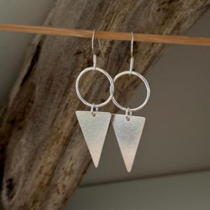 Silver geometric earrings, silver statement earrings, sterling silver earrings, long silver earrings, silver triangle earrings