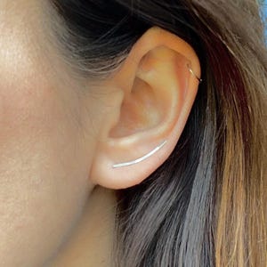 Hammered Sterling Silver Ear Climbers: Delicate Gold Filled Ear Crawlers