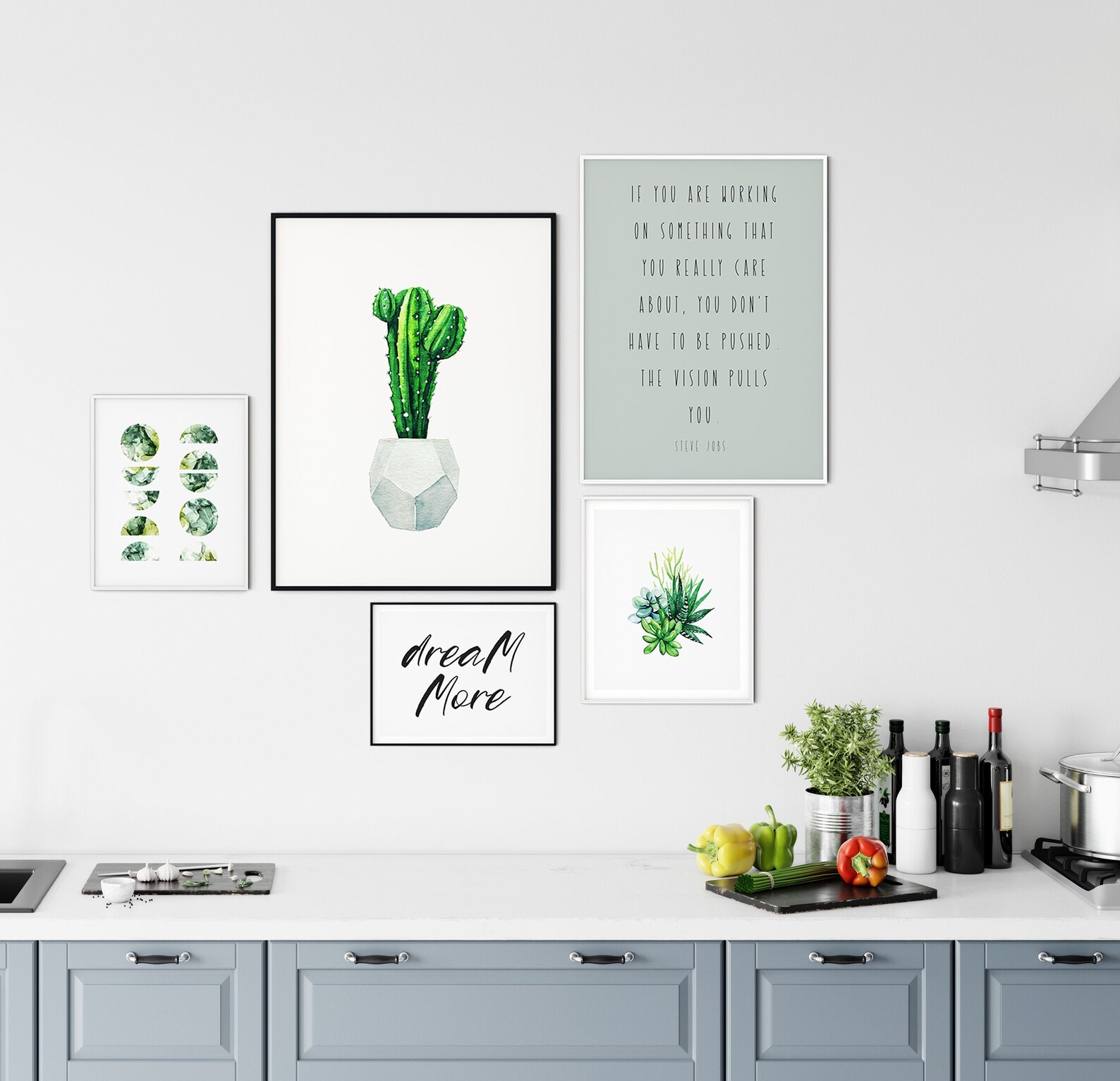 Green Print Set Gallery Wall Art Bundle Modern Abstract Art Etsy