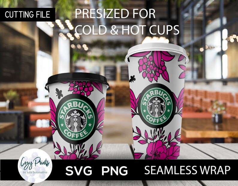 Download Floral SVG Starbucks Seamless Full Wrap Floral print SVG ...
