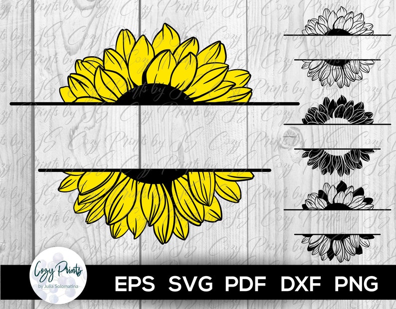 Download Sunflower split svg sunflower monogram svg split monogram ...