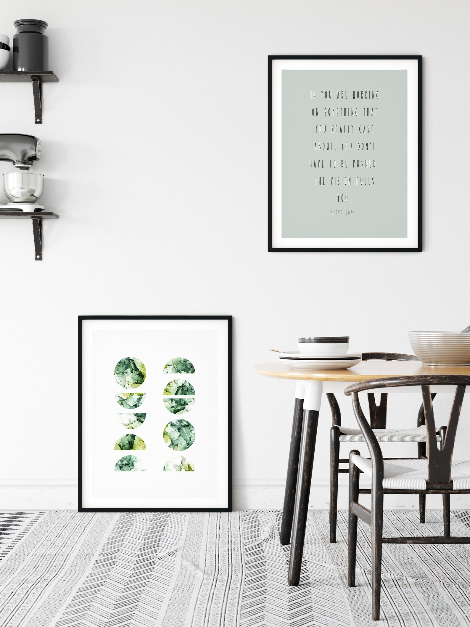 Green Print Set Gallery Wall Art Bundle Modern Abstract Art Etsy