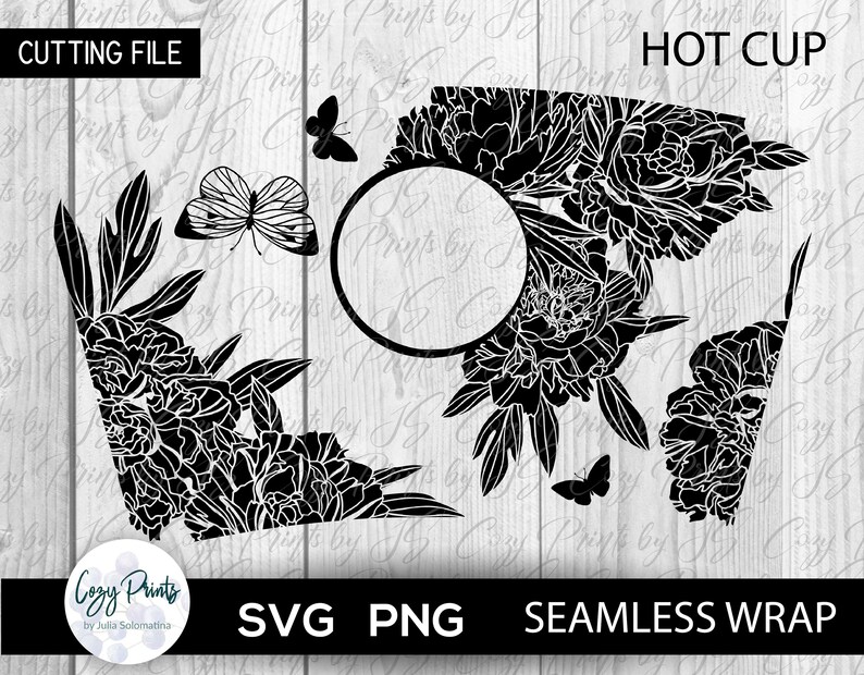 Download Peony Floral SVG Starbucks Seamless Full Wrap Peonies print | Etsy