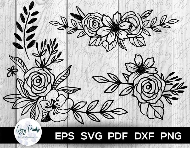 Download Tiny Floral Arrangements. Rose flowers. Cut file SVG DXF | Etsy