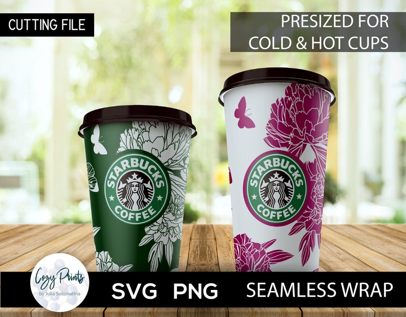 Download Peony Floral SVG Starbucks Seamless Full Wrap Peonies ...