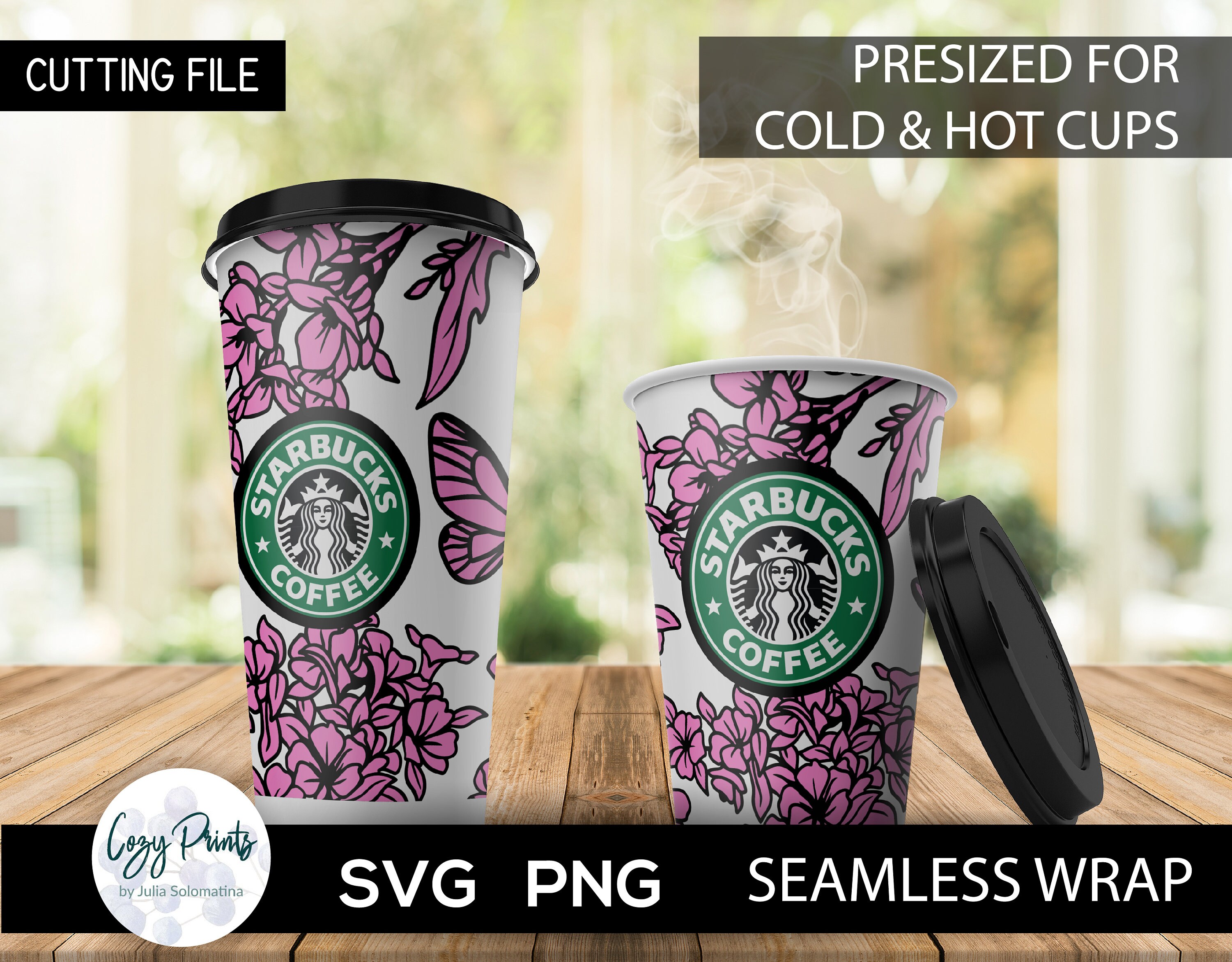 Download Floral SVG Starbucks Seamless Full Wrap Floral print SVG ...