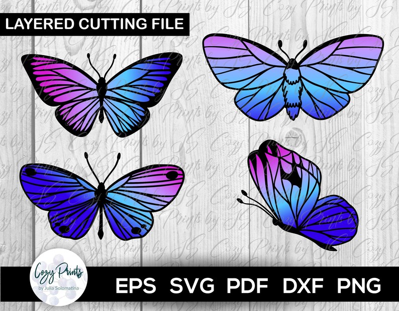 Download Butterfly Collection. Layered Cut file SVG DXF PNG. | Etsy