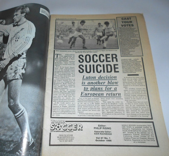 World Soccer October 1986 Football Magazine Psv Eindhoven Etsy