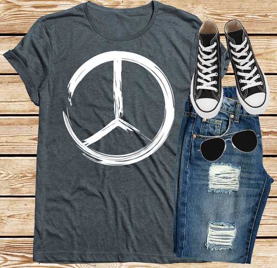 White Distressed Peace Sign Shirt Retro 60s 70s Hippie Tee Etsy
