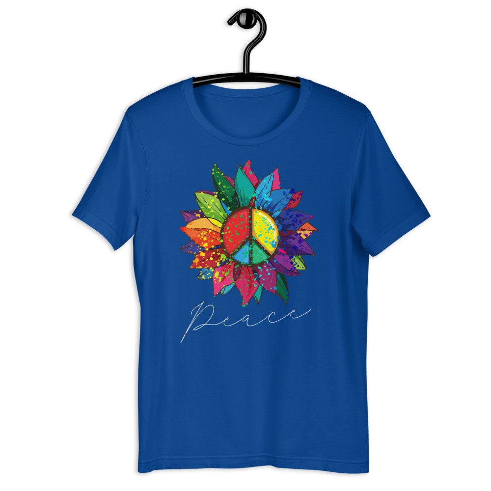 Rainbow Sunflower Shirt Peace Sign Shirt Hippie Clothing | Etsy