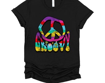 Groovy Peace Sign Shirt, Peace Love T Shirts, Hippie Tee, Retro 60s 70s Tshirt, Distressed Unisex XS-4X