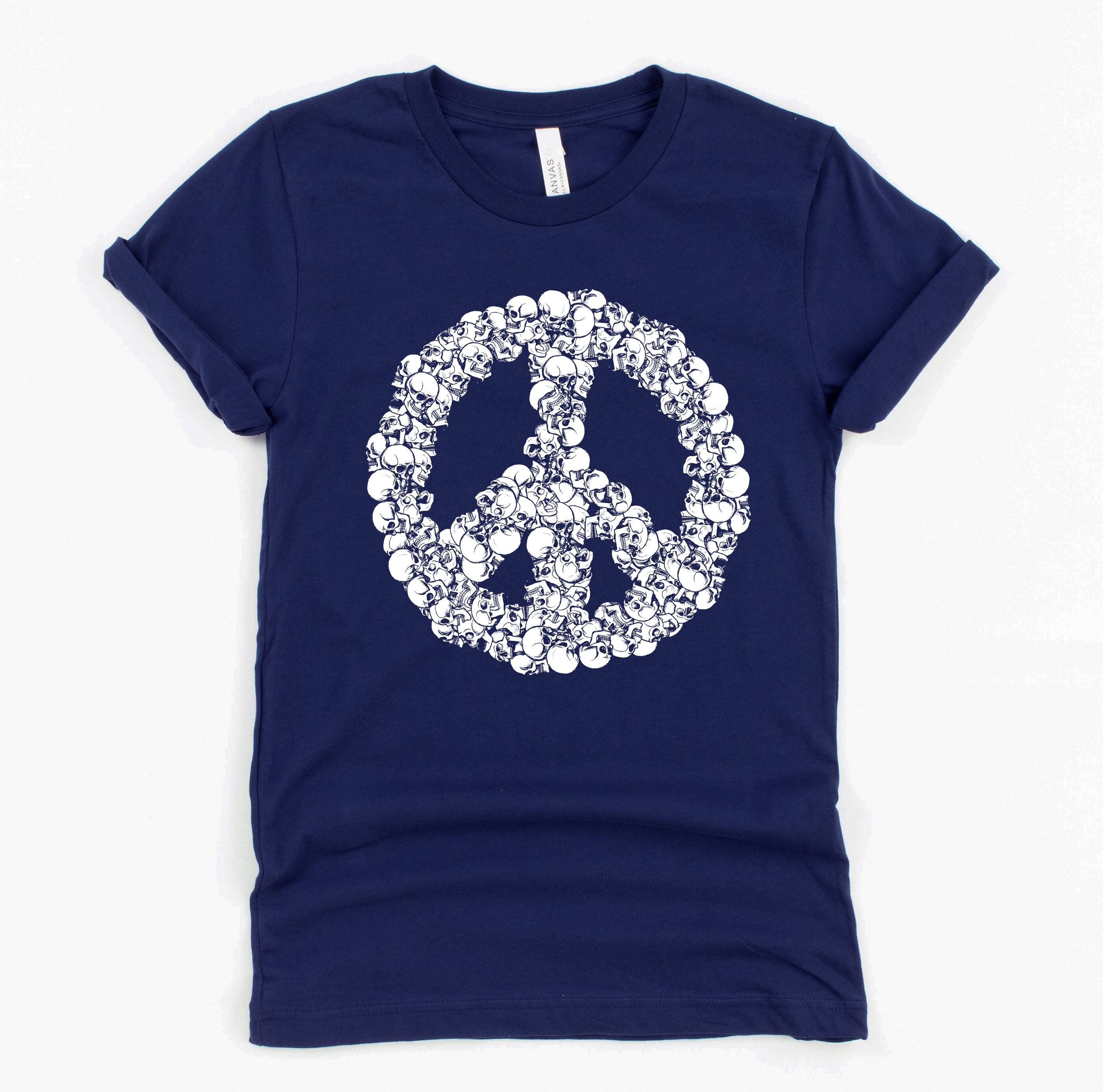 Skull Heads Peace Tshirt / Skeleton Art 