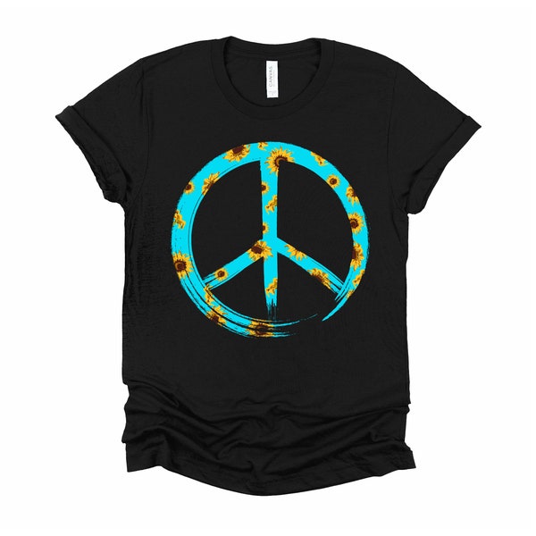 Sunflower Peace Sign Shirt / Summer Vibes Tshirt / Hippie Flower T Shirt / Vacay Mode Shirt / Peace Symbol Unisex T-Shirt XS-4XL