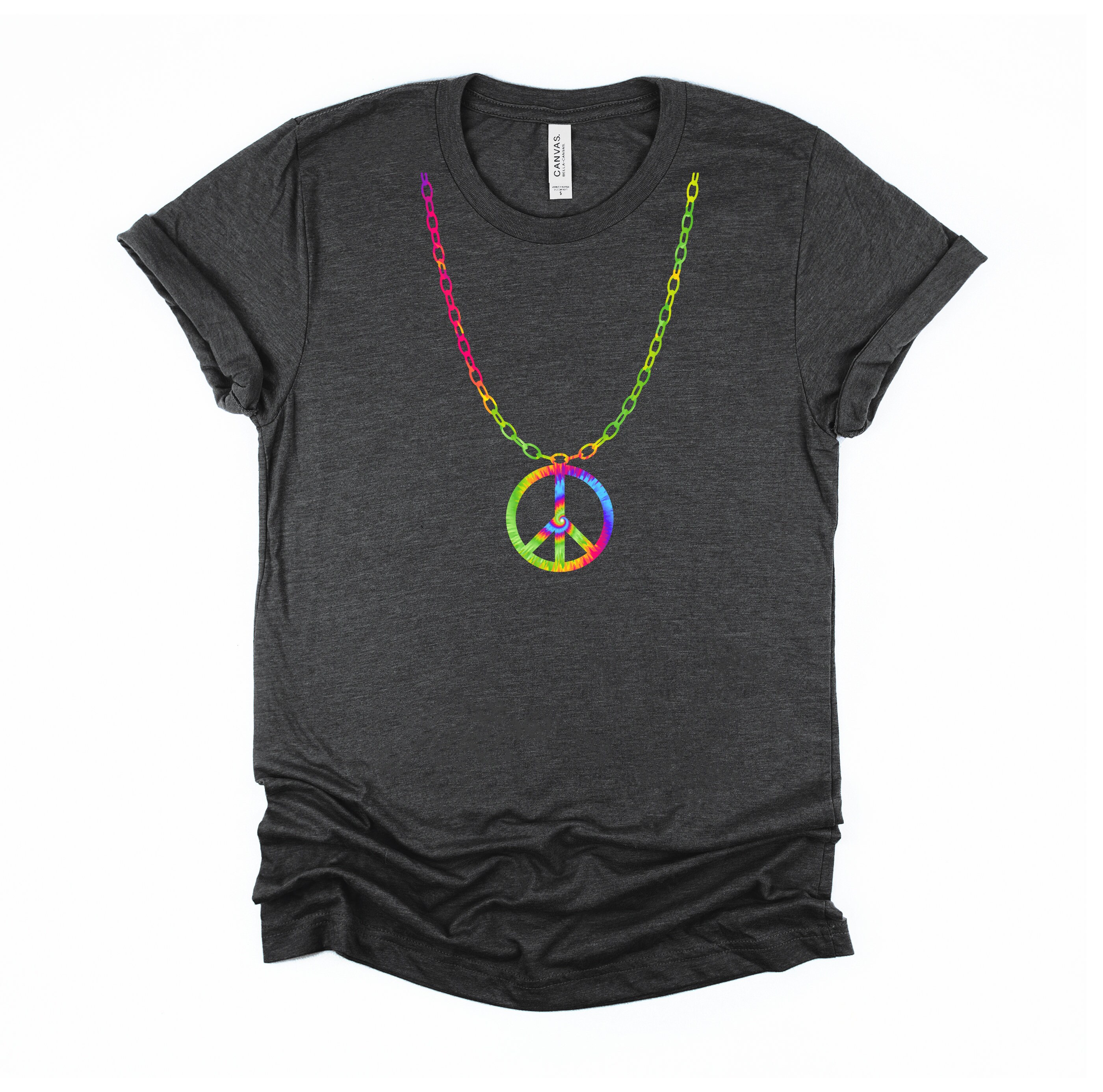 60s -70s Jewelry – Necklaces, Earrings, Rings, Bracelets Tie Dye Peace Sign Necklace ShirtRainbow Tshirt Retro 60S T Hippie Unisex T-Shirt Xs-4Xl $27.99 AT vintagedancer.com