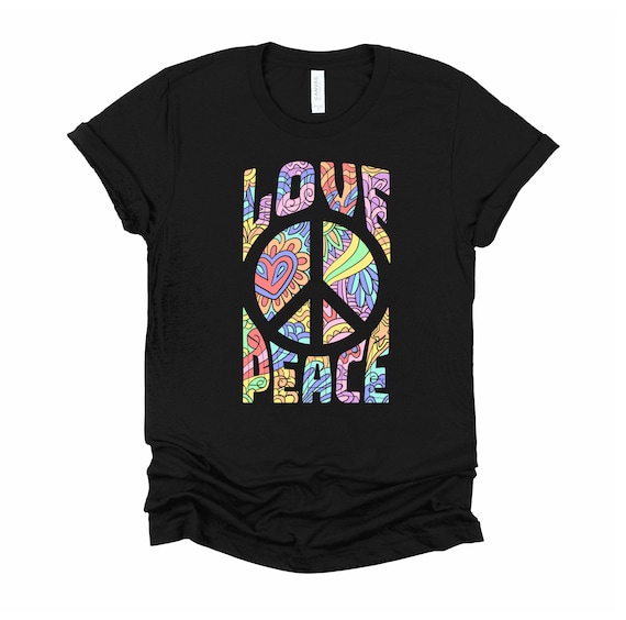 Retro 70s Groovy 60s Love Peace Sign Mens Pullover Hoodie 